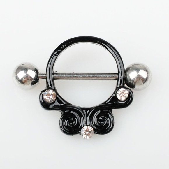 Titanium Twister Crystals Nipple Bar - Picture 1 of 4